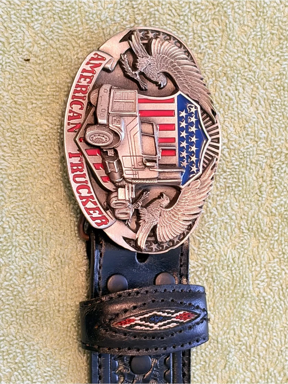 Vintage 1998 Siskiyou American Trucker Buckle Leather Belt Size 42–46